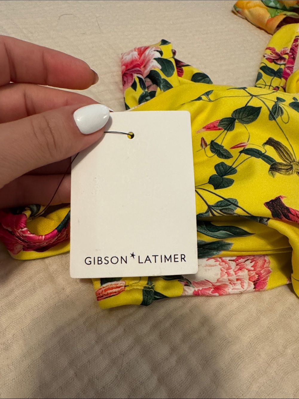 🌺 Gibson & Latimer Floral Bikini Top – Yellow Tropical Halter - Picture 6 of 6